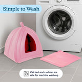 Cat House - Indoor Bed with Removable Foam Cushion - Pet Tent for Puppies, Rabbits, Guinea Pigs, Hedgehogs, and Other Small Animals by PETMAKER (Pink)