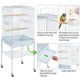 Yaheetech Play Open Top Parrot Bird Cages for Sun Parakeet Cockatiel Green Cheek Conure Lovebird w/Detachable Rolling Stand, White