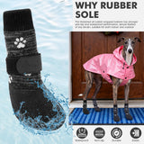 Mihachi Anti Slip Dog Socks, Dog Boots for Hardwood Floors Prevent Licking, Traction Control Waterproof Rubber Sole Paw Protectors for Small Medium Large Dogs,Grey 2XL