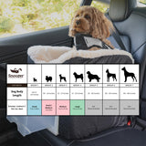 Snoozer Dog Car Seat with Storage Tray: Lookout II Dog Booster Car Seat for Pets up to 18lbs, Helps Alleviate Travel Sickness & Fear for Dogs, Removable Washable Cover – Palmer Indigo, Size Small