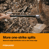 Fiskars X25 Splitting Axe, 28" Wood Splitting Axe for Medium to Large Size Logs with Shock Absorbing Handle and Sheath, Split Firewood, Forged Steel Blade, Bushcraft Gear and Camping Hatchet