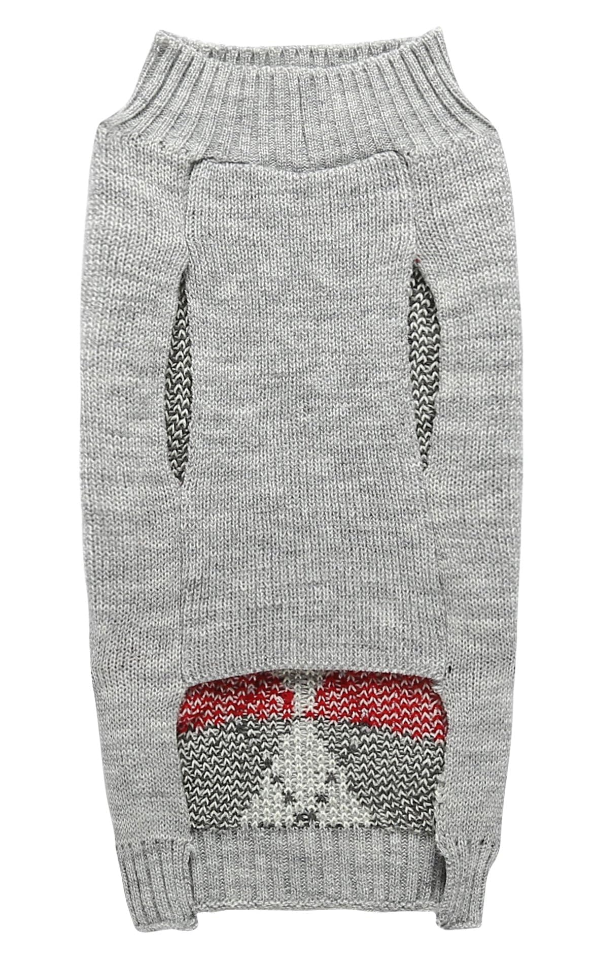 Grey Argyle Knit Pet Sweaters Clothes for Medium Dogs, Classic Gray X-Large (XL) Size