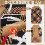 EXPAWLORER Fall Dog Sweater for Small Medieum Large Dogs, Knitted Pullover Turtleneck Cold Weather Classic Plaid Pet Clothes Sweatshirt Outfits for Winter, Girl/Boy Knitwear with Leash Hole Beige ML