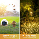 MAGGIFT 2 Pack Solar Lanterns Outdoor Waterproof, Solar Hanging Light with Handle, Warm White LED Retro Christmas Garden Lights, Metal Raindrop Shape Lamp for Outdoor Yard Tree Fence Patio