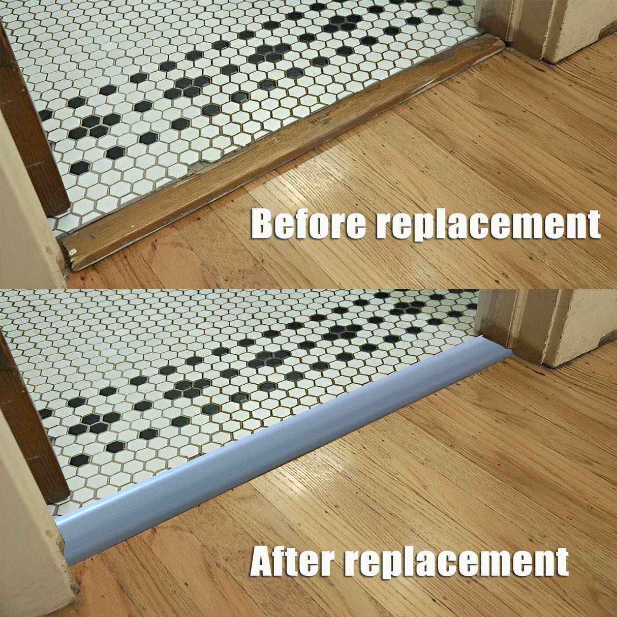 Door-Threshold-Ramp-Floor-Transition-Strip 36 inch, Threshold 3/4 to 4/5 in, Thresholds Ramps for Doorways, Edge-Reducer Vinyl-Transition-Strip for Door/Floor (Grey)
