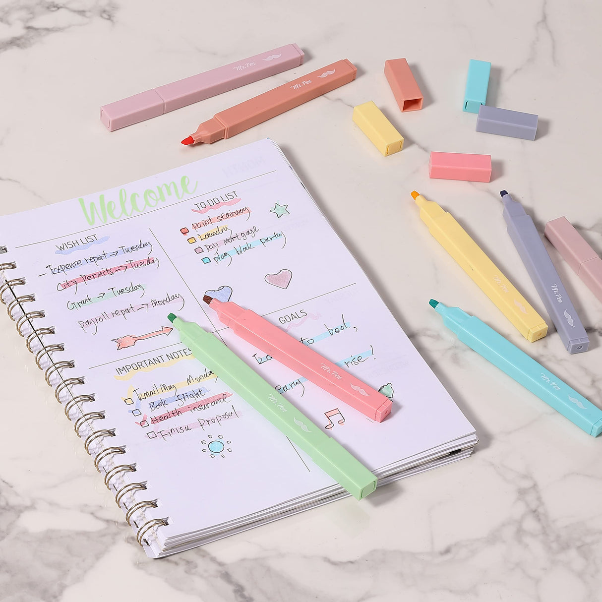Mr. Pen- Aesthetic Highlighters No Bleed, 8 Pack, Candy Colors