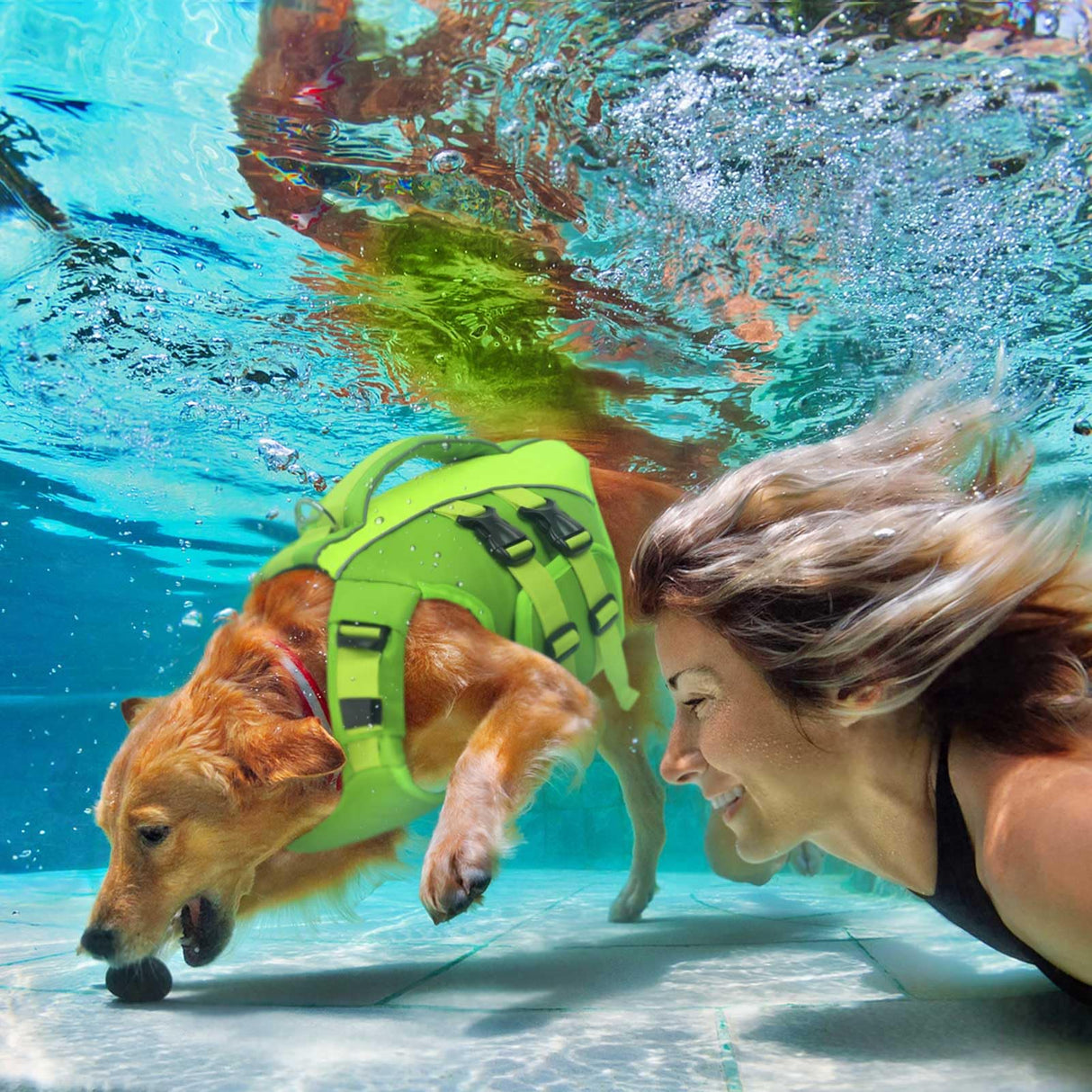 Queenmore Small Dog Life Jacket,Small Dog Life Vest for Swimming,Adjustable Reflective Dogs Swimming Vest,High Buoyancy Dogs Lifesaver,Pet Life Preserver(Green,S)