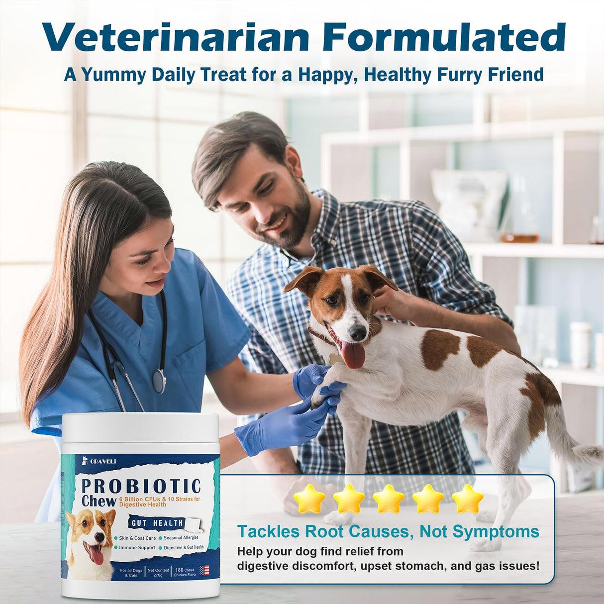 ORAVELi Probiotics for Dogs - Dog Probiotics with Prebiotics & Digestive Enzymes, Support Cut Health, Digestive Health & Immune System, Diarrhea & Allergy Itch Relief, 180 Soft Chews