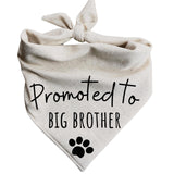 Dog Bandanas Promoted to Big Brother Pregnancy Announcement Baby Reveal Oatmeal Beige Minimal (Small)
