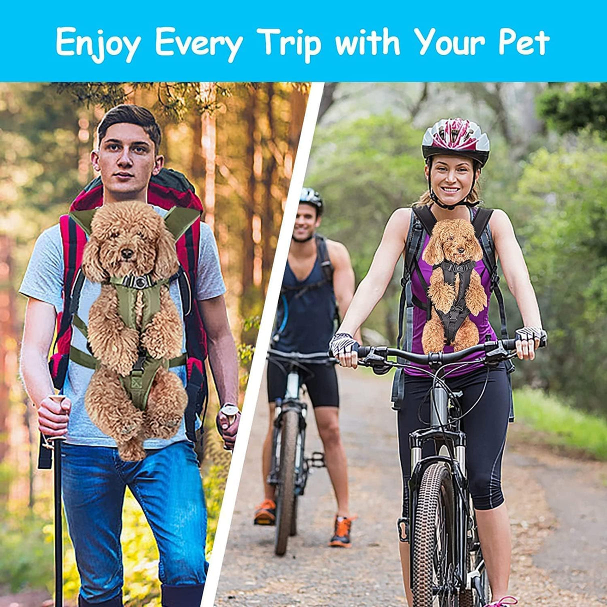 PetBonus Pet Front Dog Carrier Backpacks, Adjustable Pet Backpack, Legs Out Easy-fit Puppy Chest Carrier for Medium Small Dogs, Hands Free for Hiking, Cycling (Purple, S)