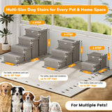 Fecuria 2-Step Wide Dog Stairs with Storage 11" H, Non-Slip Sturdy Pet Steps for Couch Chair, Dog Steps for Small/Medium Old Dogs, Cats, Rabbits Up to 150lbs, Foldable Cat Puppy Stairs for Car, Grey