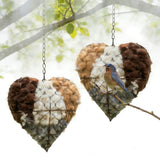YINGBALHL Handmade Alpaca Fiber Bird Nesting Heart – Refillable Bird Haven with 2 Nesting Material Refill Bags – Eco-Friendly Hanging Nest for Hummingbirds & Wild Birds, Garden & Yard Décor (1Set)