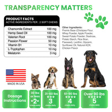 Load image into Gallery viewer, Grateful Pawz Hemp Calming Chews for Dogs - Dog Calming Chews - 170 Anxiety Relief Treats with Hemp Oil - Sleep Aid - Advanced Health Joint Support Supplement - Health &amp; Wellness
