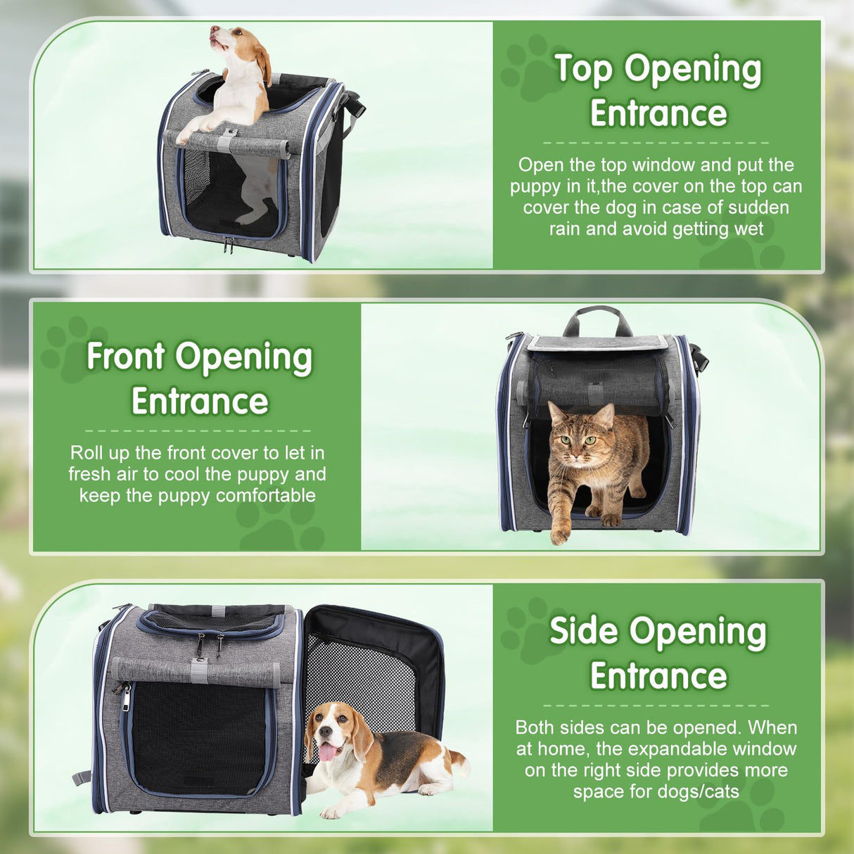 Dog Bike Basket, Expandable Foldable Soft-Sided Dog Carrier, Bike Dog Carrier with Internal Storage Pocket, Dog Backpack Carrier Safe and Easy for Small Medium Cats and Dogs
