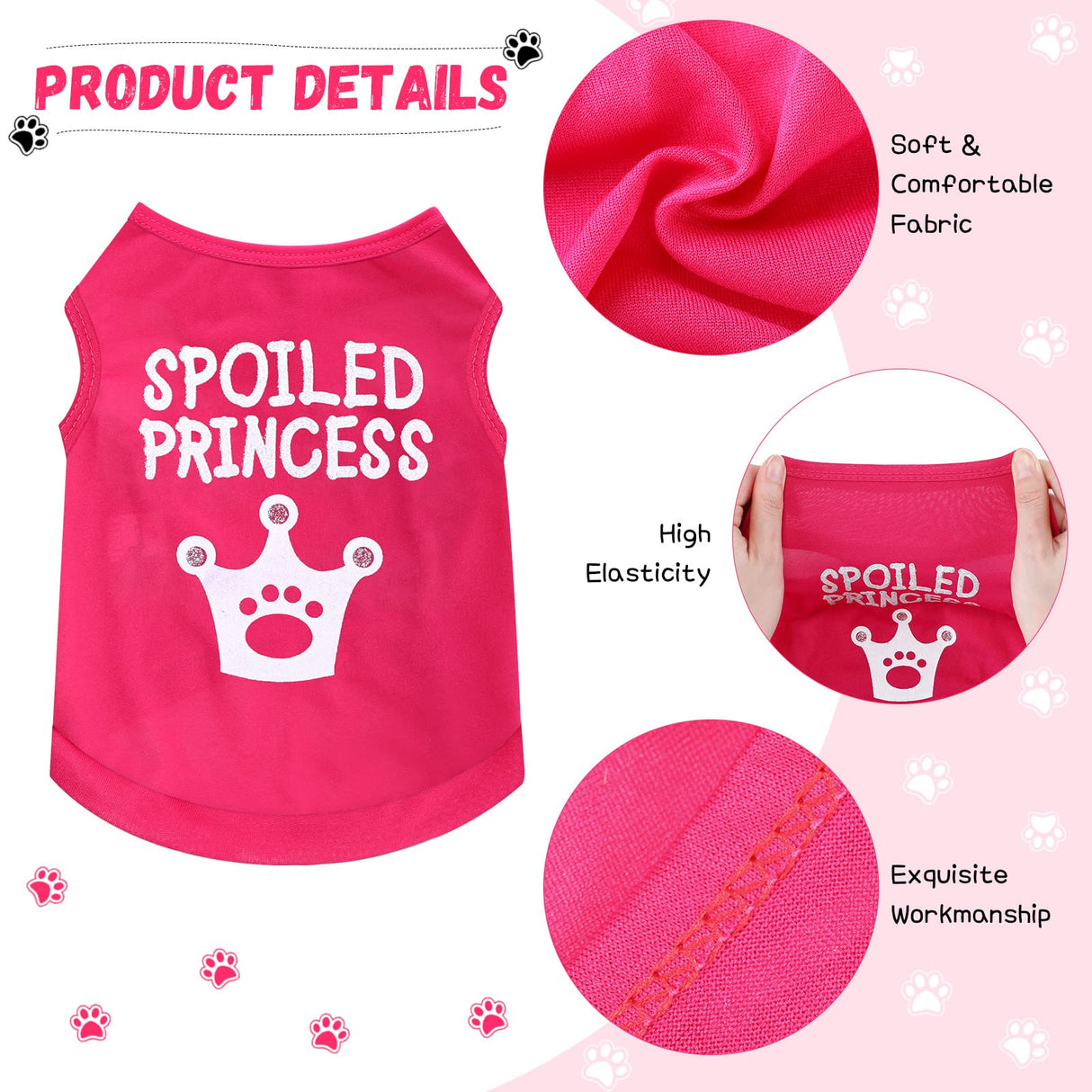 Jexine 6 Pack Chihuahua Dog T Shirt Girl Dog Puppy Clothes Breathable Outfit Pet Costume Summer Cat Clothes Dachshund Puppy Accessories Printed Shirts(Medium)