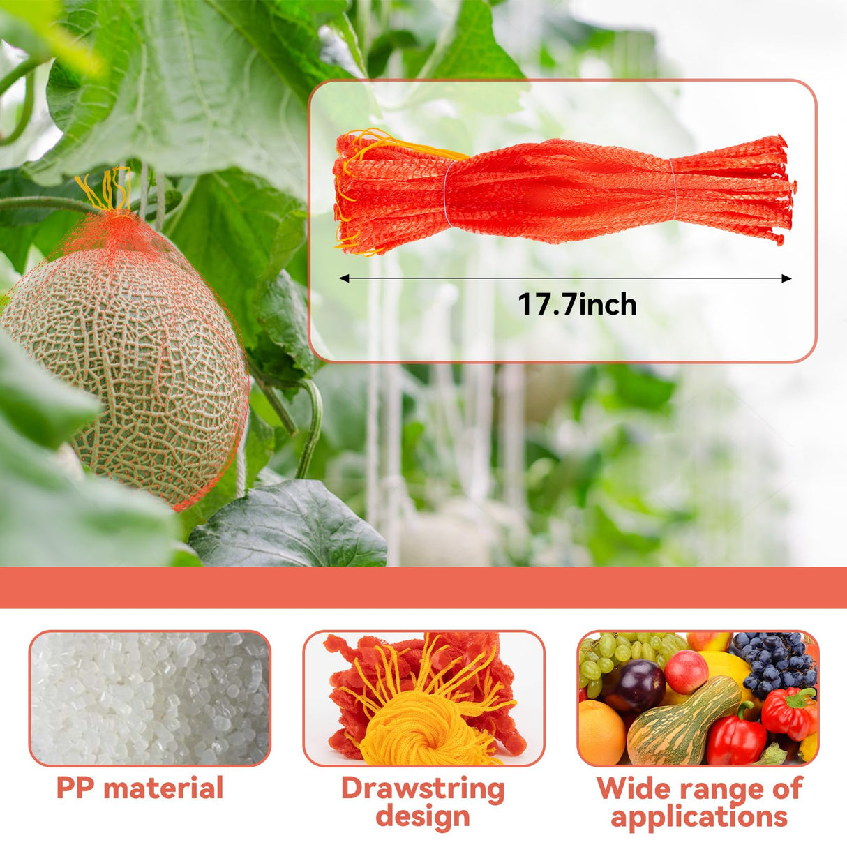 40 Pack Melon Hammocks Cradles, Watermelon Nets, Pumpkin Support Hanging Bags