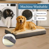 Orthopedic Dog Bed - 2-Layer 36x27-Inch Memory Foam Pet Mattress with Machine-Washable Sherpa Cover for Large Dogs up to 65lbs by PETMAKER (Gray)