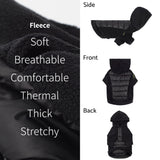 Fitwarm Quilted Fleece Dog Hoodie, Warm Coat, Winter Clothes for Small Dogs Boy Girl, Lightweight Pet Hooded Outfit, Black, XXL