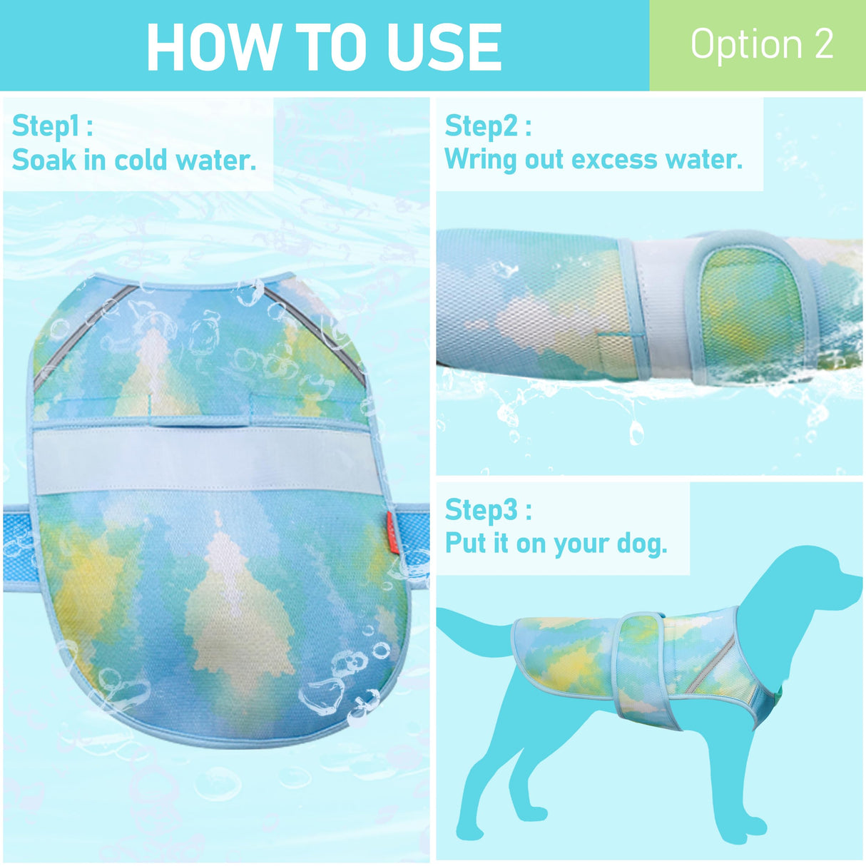 KYEESE Dog Cooling Vest for Summer Lightweight Dog Cooler Jacket 3D Breathable Mesh Pet Cooling Shirts with Reflective Stripe UV Protection Pet T Shirt for Beach, Hiking, Walking (Blue, M)