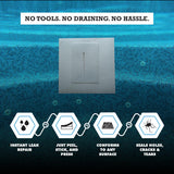 Burro Adhesives 10-Pack Waterproof Clear Pool Tape Patches - Professional Grade PVC Repair Kit with 2.75" x 4" Heavy Duty Patches for Commercial & Residential Vinyl Pools, Works Underwater & Dry