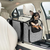 YUDODO Large Console Dog Car Seat (Width＞9in) Fits 0-18lbs, Anti-Slip Puppy Cat Travel Portable Booster Seat, Portable Pet Car Bed Carseat Dual Front & Rear Pillow Gray