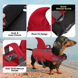 SUNFURA Dog Life Jacket Shark Life Vest for Dogs, Adjustable Swmming Vest with High Buoyancy, Safety Lifesaver with Rescue Handle for French Bulldog Small Medium Breeds, Burgundy XS