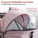 4 Wheels Pink Foldable Pet Stroller with Storage Basket, Cup Holder & Breathable Mesh for Small/Medium Dogs and Cats