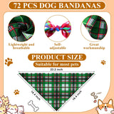 Bunnycool 72 Pcs Plaid Dog Bandanas Bulk Triangle Scarf Cat Bibs Puppy Scarf Stripe Bandanas for Puppy Cat Birthday Party Costume