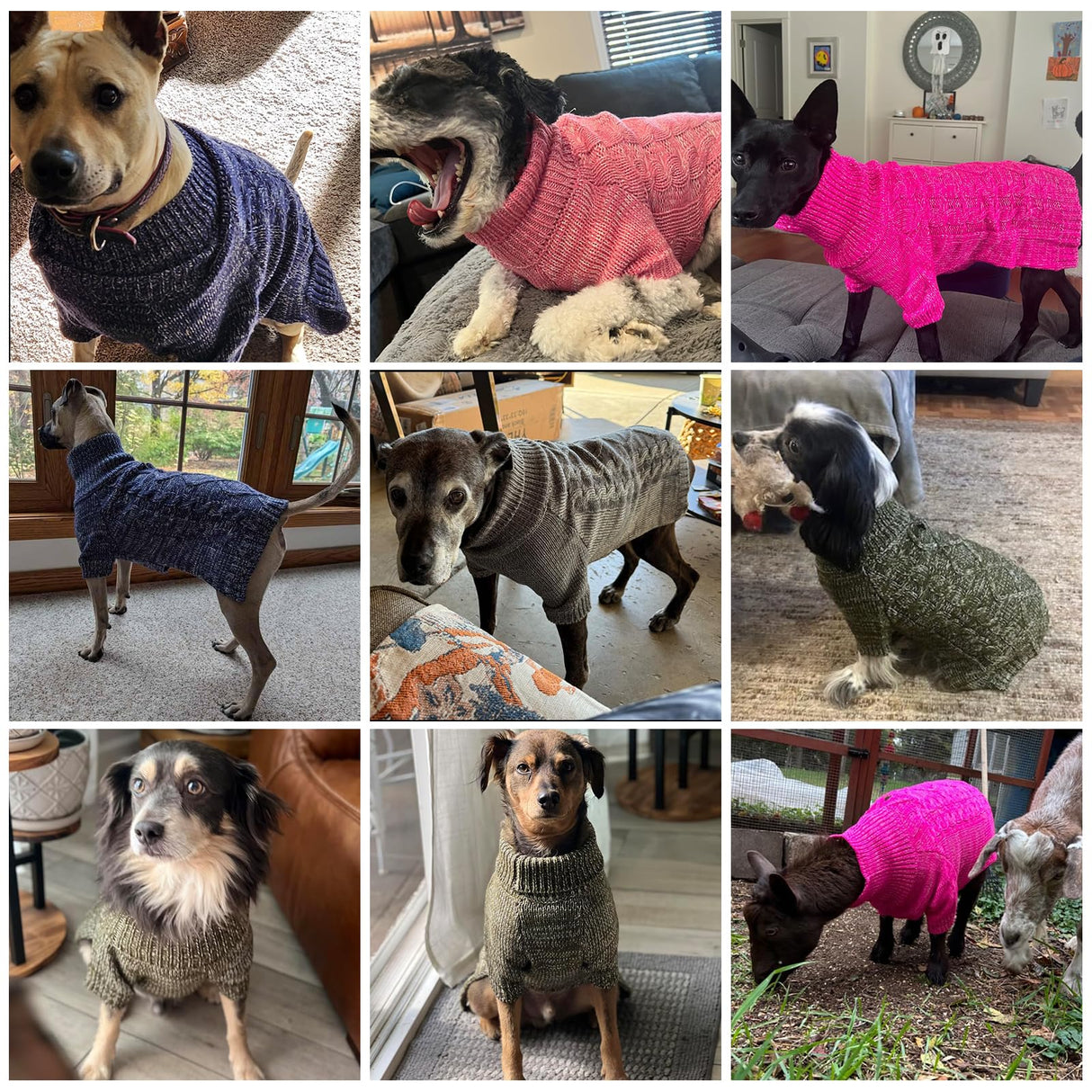 KOOLTAIL Valentines Dog Sweater for Large Medium Small Dogs,Turtleneck Cable Knitwear Pet Cold Weather Coats with Leash Hole, Warm Winter Pullover Clothes for Bulldog, Yorkie,Boy Girl, Pink M