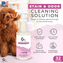 Load image into Gallery viewer, G's Cleaning Biodegradable Stain &amp; Odor Remover Spray – 32 oz Pet Urine Enzyme Cleaner – Pet Odor Eliminator for Home – Cat &amp; Dog Pee Carpet Cleaner – Stain Remover for Rug, Floor, Furniture, Mattress
