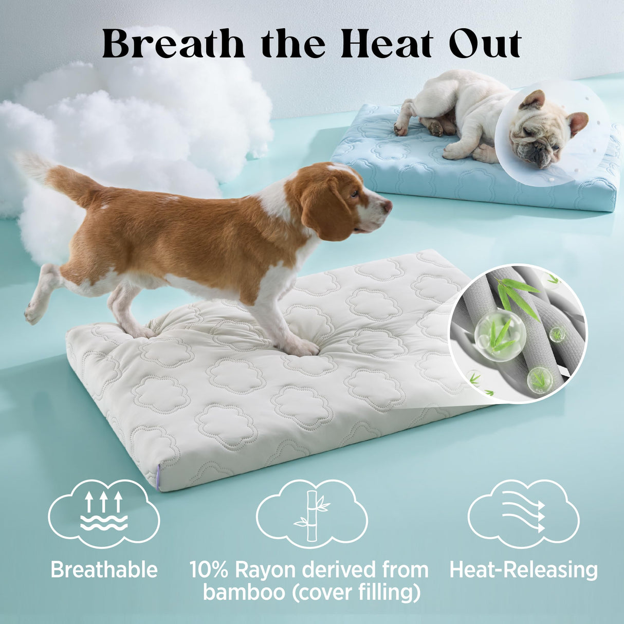 LE SURE Orthopedic Cooling Dog Bed, XL Q-Max>0.5 Cooling Mat with Removable Washable Cover, Breathable Egg Crate Foam Non-Slip Summer Pad for Extra Large Active/Senior/Long-Haired Pets, 41x27 Inch