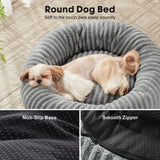 MIXJOY Dog Beds for Small Dogs, Washable Dog Bed with Removable Cover, Small Cat Bed for Indoor Cats, Calming Soft Dount Pet Beds with Anti Slip Bottom, Cute Puppy Beds, 23"x23"x8", Grey