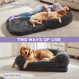 Foldable Man Dog Bed, Orthopedic Memory Foam Man Size Dog Bed, Large pet Bed, Artificial Fur Adult pet Sofa, Gray, 71 "x41 x12“