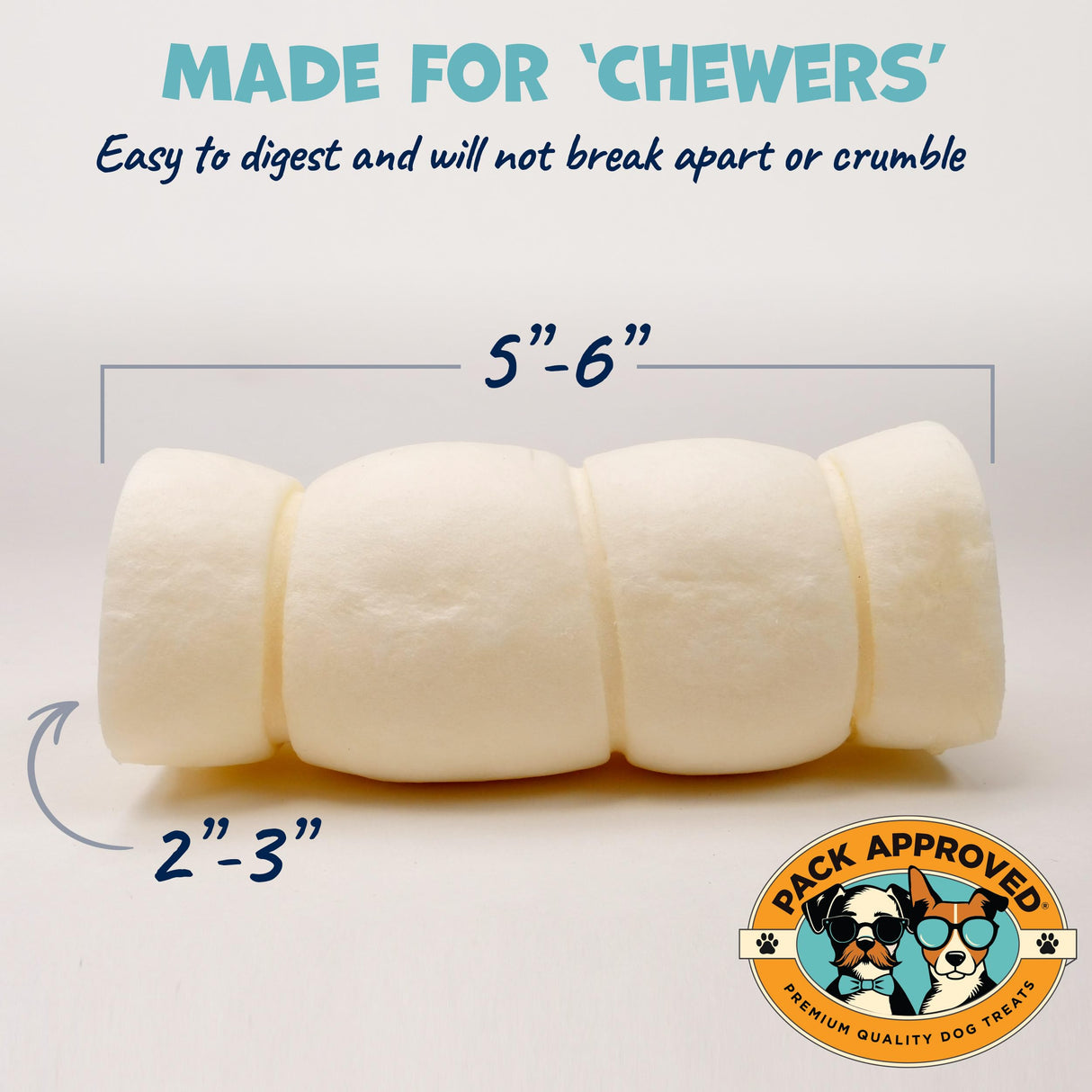 Pack Approved Beef Cheek Rolls for Dogs - Natural & Odor-Free Dog Treats - 5 to 6 Inch Medium Beef Hide Dog Chews - 4 Pack