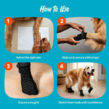 Steady Paws Anti-Slip Socks for Dogs - Breathable & Washable Non Slip Grippy Socks, Rubberized Paw & Adjustable Strap, Secure Fit to Prevent Slipping, Paw Protection for Senior Dogs, 4 Pack (Size XL)