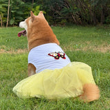 UOSIA Dog Princess Dresses for Large Dogs Girls Sleeveless Pullover Wedding Birthday Tutu Dress with Butterfly Embroidered Summer Breathable Big Breed Female Dog Clothes(Yellow,5XL)