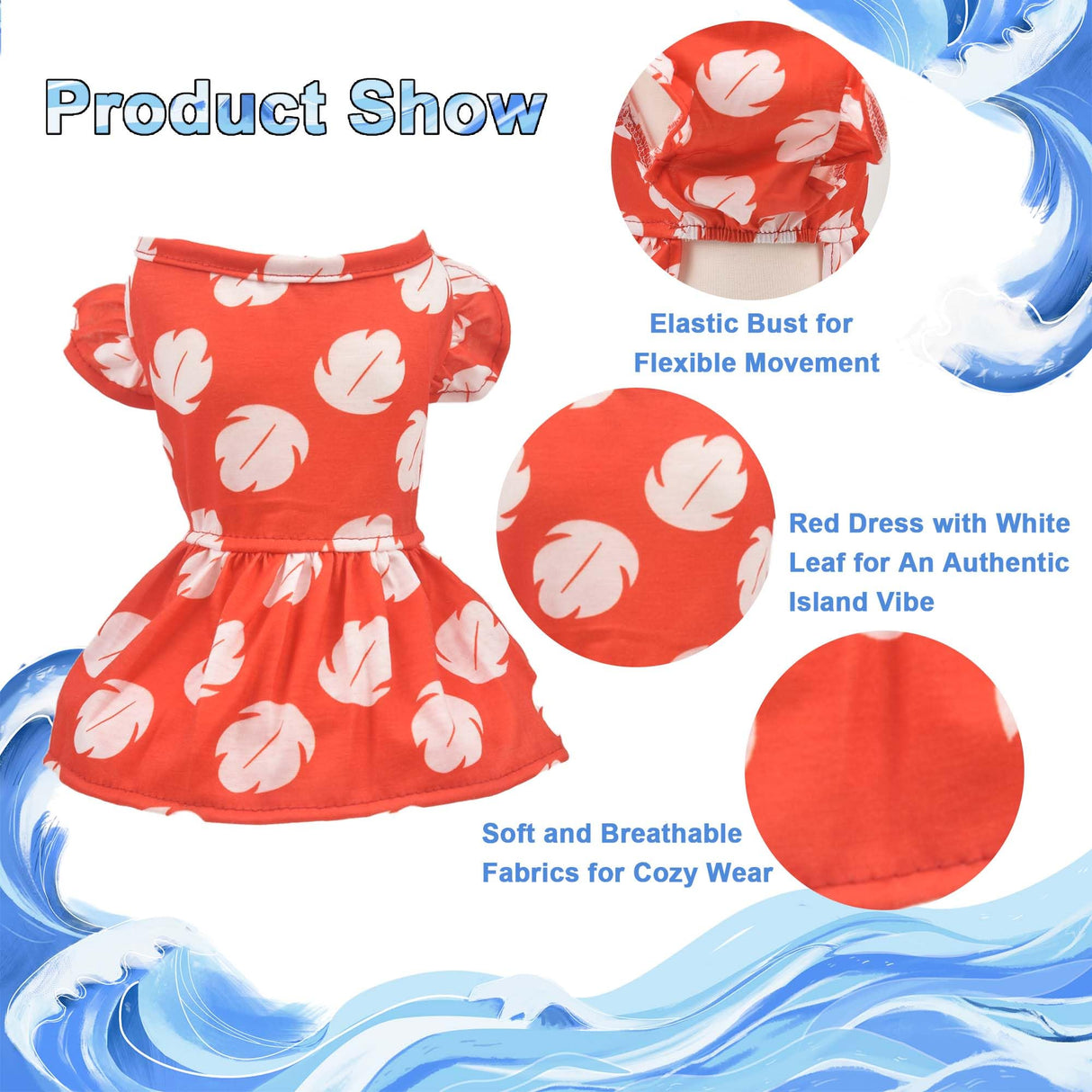 Littledropet Dog Hawaiian Costume Dress with Luau Leis and Flower Hair Bow,Cat Halloween Princess Costume Party Cosplay Outfit for Small Medium Dogs Girl,Summer Cat Beach Dresses Swimsuit Clothes,L