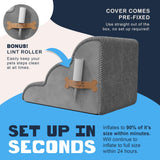 PAWZY Dog Stairs for Medium-Height Beds & Couches, 3-Step Foam Pet Steps 15.5” High for Small Dogs & Cats up to 60 lbs, Wide Non-Slip, Waterproof Washable Zipper Cover, No Assembly, Grey