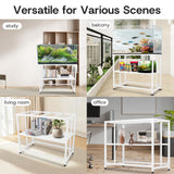 Fish Tank Stand, 40 Gallon Heavy Duty Metal Aquarium Stands, Reptile Tank, Turtle Tank, Breeder Tank Stand, 660LBS Capacity Terrarium Stand Rack with 2-Tier Storage Shelves (White, 36.5"x18.5"x29.5")