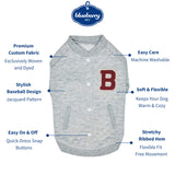 Blueberry Pet Soft & Comfy Baseball Fans Favorite Argyle Jacquard Pullover Dog Sweatshirt in Grey, Back Length 22", Pack of 1 Jacket for Dogs