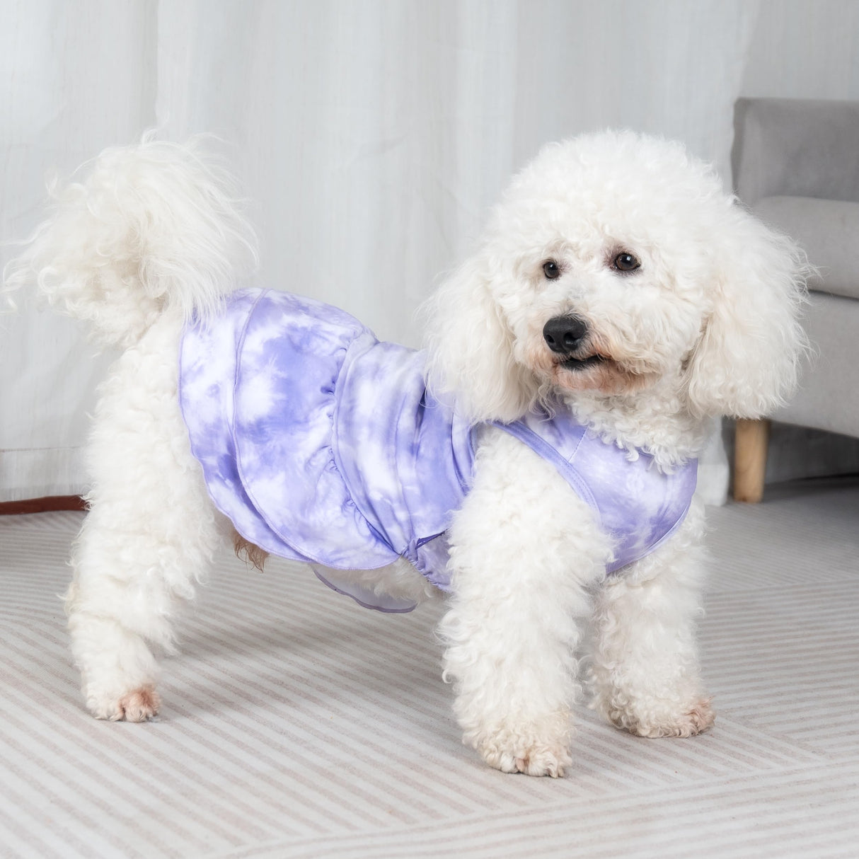 cyeollo 2 Pack Tie Dye Dog Dress Puppy Dress Soft Breathable Dog Clothes for Small Dogs Girl Outfit Pet Apparel, Tie Dye+Flower, XS