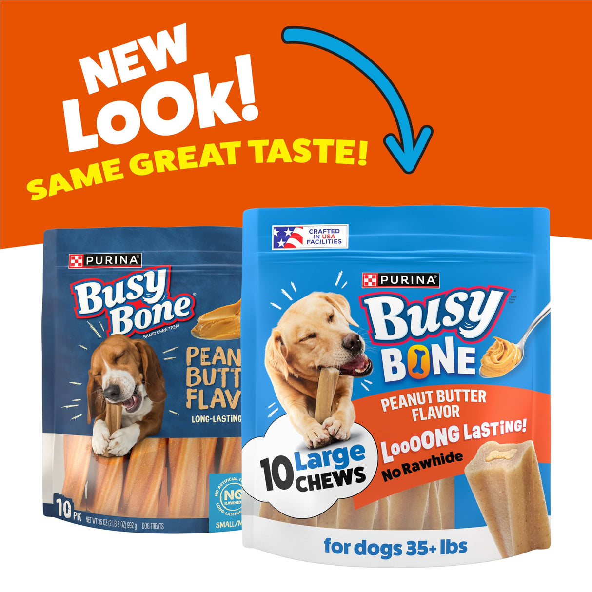 Purina Busy Bone Adult Dog Chew Bone Treats, Peanut Butter - 10 ct. Pouch