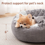 MIXJOY Dog Bed with Blanket, Round Calming Cozy Cave for Medium Dogs, Soft Plush Cuddler Puppy Bed and Burrow Cave, Anti-Slip Bottom, 26inch