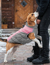 AURUZA Dog Coat, Warm Dog Winter Coat Waterproof Small Dogs Jacket with Harness Built Reflective Pet Vest with Zipper for Medium Dogs Windproof Pet Fleece Puffer Vest Snow Jacket for Cold Weather,Pink