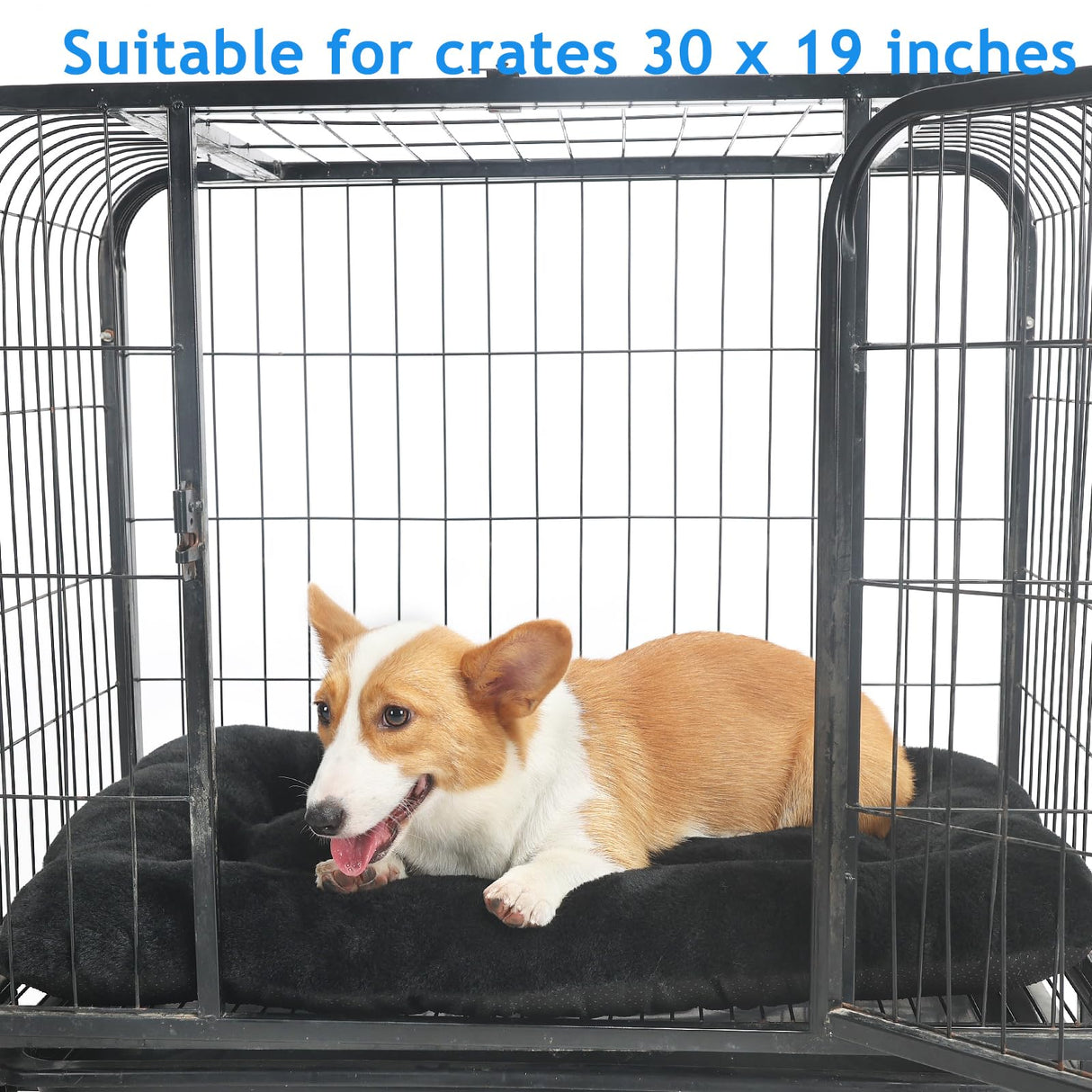 zihapgpzp 30 Inch Dog Crate Bed for Medium Size Dogs,Comfort Fluffy Plush Kennel Pad with Non-Slip Bottom,Machine Washable Pet Sleeping Mat,30"x19",Black