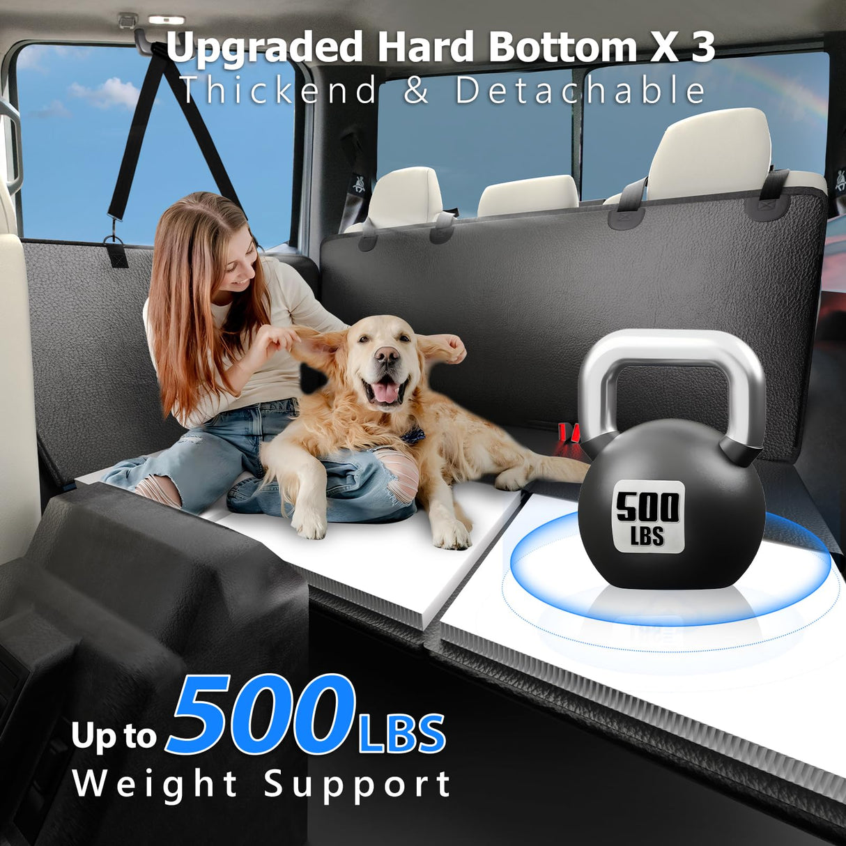 Btefd XL Truck Back Seat Extender for Dogs, Upgraded Anti-Scratch PU Leather, Dog Car Seat Cover for Back Seat with Hard Bottom, Pet Seat Covers for Trucks, Waterproof Dog Hammock for Crew Cab Truck