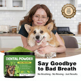 Dog Dental Powder, Teeth Cleaning Powder for Dogs, Plaque & Tartar Remover for Pet Oral Care - Fresh Breath & Teeth Cleaning Made Easy - Natural Herbal Blend + Probiotics - 75 Servings(150g) (Mint)
