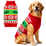ABRRLO Dog Christmas Sweater Xmas Dogs Outfits New Year Holiday Costumes Puppy Cat Sweater with Leash Hole for Small Medium Large Dogs Girl Boys Dog Clothes (11-Red Green Reindeer, XX-Large)