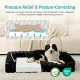 Faux Fur Orthopedic Dog Bed, Extra Large Dog Bed, Supportive Foam Pet Sofa with Waterproof Lining Cover, Washable U-Shaped Pet Couch with Anti-Slip Bottom Design, Black XXL 48x32x8 inch