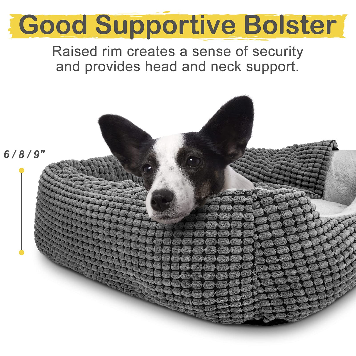 GASUR Dog Beds for Large Medium Small Dogs, Rectangle Cave Hooded Blanket Puppy Bed, Luxury Anti-Anxiety Orthopedic Cat Beds for Indoor Cats, Warmth and Machine Washable (25 inches, Grey)